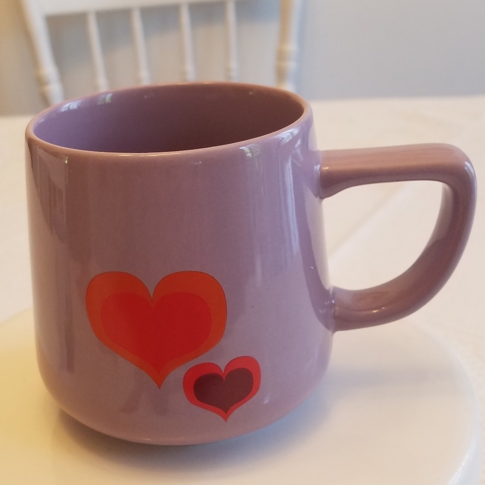 Starbucks Two Hearts Mauve Pink Coffee Tea Mug
